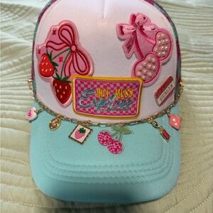 Colorful Embroidered Cap with Chain Detail